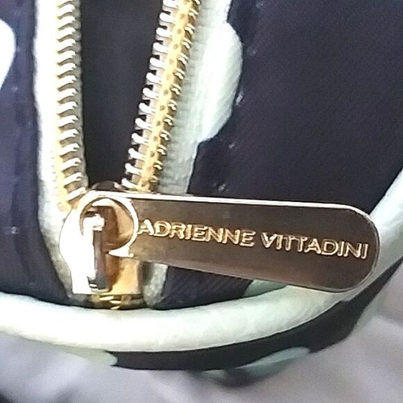 Adrienne Vittadini Cosmetic Storage 2 Piece Bags Polka Dot Navy Mint Like New - Picture 9 of 13